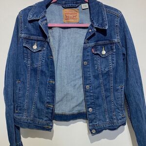 Levi Strauss & Co Women's Button Long Sleeve Denim Blue Moto Jean Jacket Size M